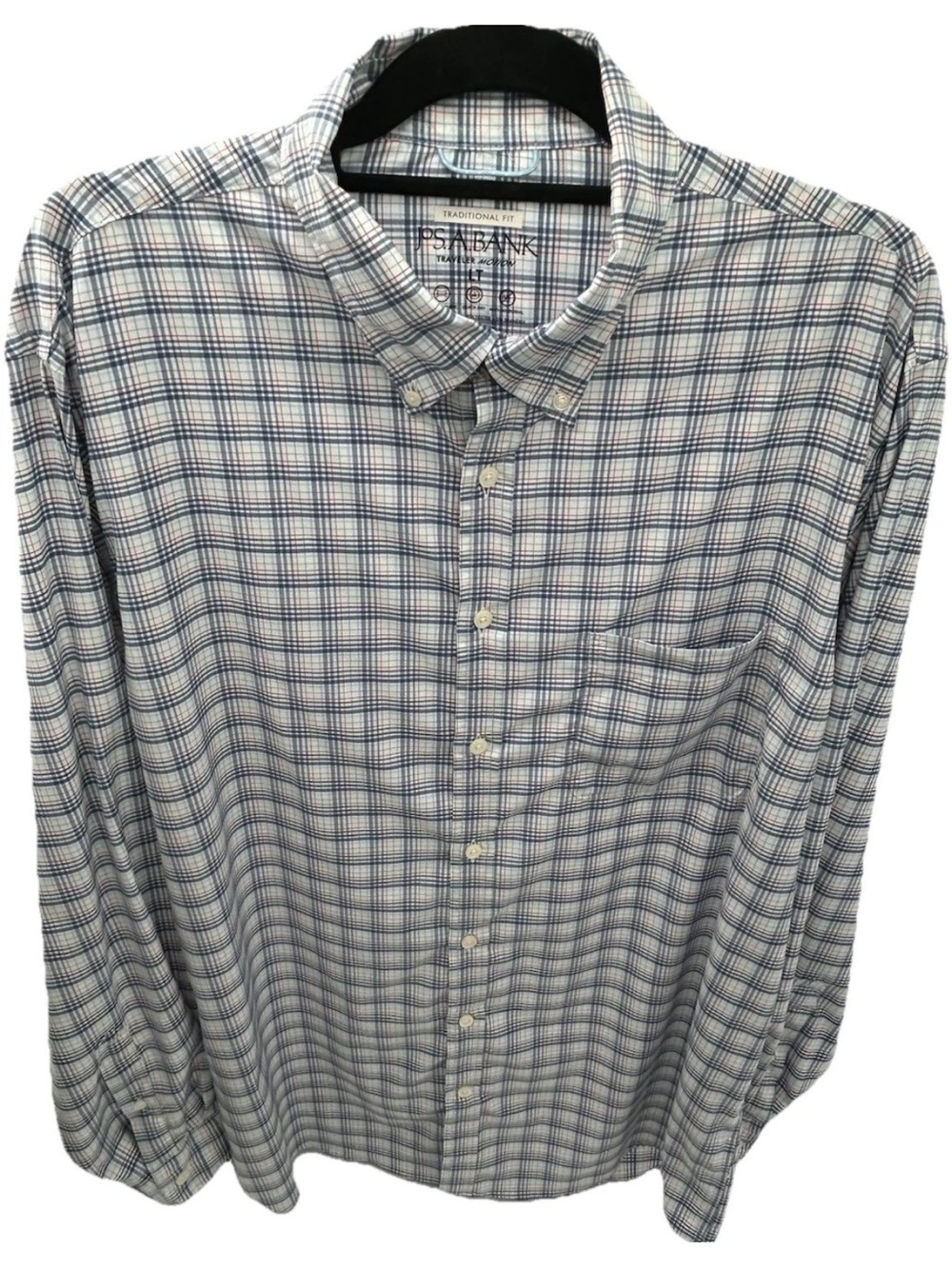 Jos. A. Bank Men's Plaid Button-Down Shirt - Blue & White